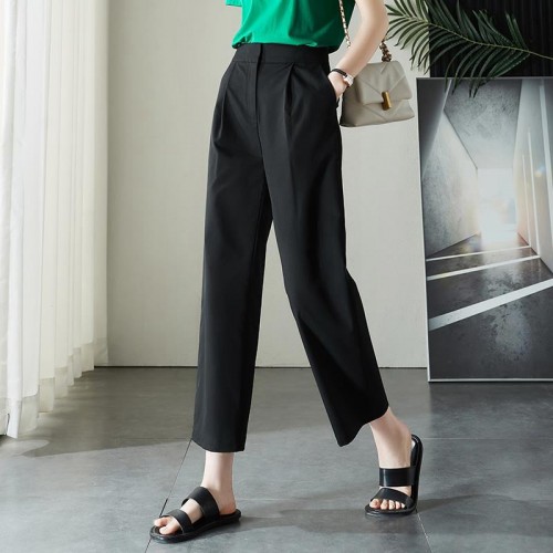 Solid Wide Leg Cropped Pants